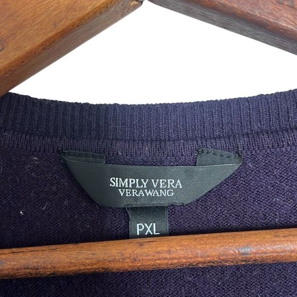 Simply Vera Vera Wang Knit Lace Overlay Pullover Sweater Purple Size XL Petite - Picture 5 of 6